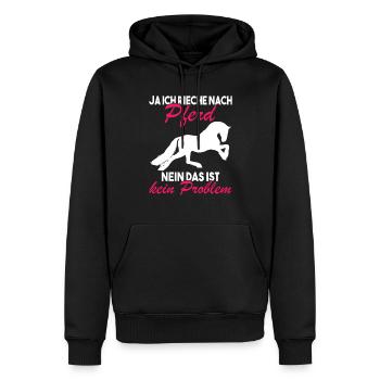 Ja ich rieche nach Pferd Nein das ist kein - Männer Premium Bio Hoodie - Schwarz - Vorne - Nico (187cm)