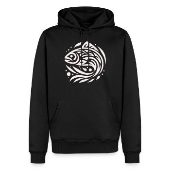 Saumon Amérindien Zodiaque - Sweat à capuche Premium bio Homme - noir - Devant - Nico (187cm)
