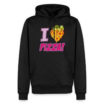 I LOVE PIZZA- Pizza Geschenke - Pizza Tshirt - Männer Premium Bio Hoodie - Schwarz - Vorne - Nico (187cm)