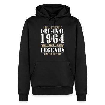 60e anniversaire La vie commence à 60 ans - Sweat à capuche Premium bio Homme - noir - Devant - Nico (187cm)