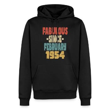 Fabuleux février 1954 - Sweat à capuche Premium bio Homme - noir - Devant - Nico (187cm)