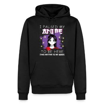 Anime drôle disant que j’ai mis mon anime en pause - Sweat à capuche Premium bio Homme - noir - Devant - Nico (187cm)