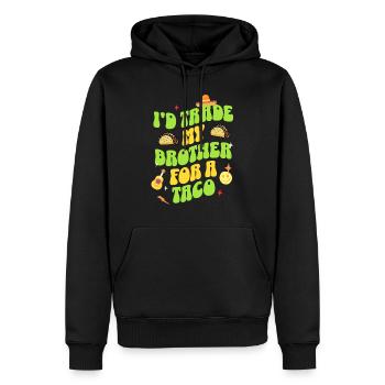 J’échangerais mon frère contre un taco - Sweat à capuche Premium bio Homme - noir - Devant - Nico (187cm)