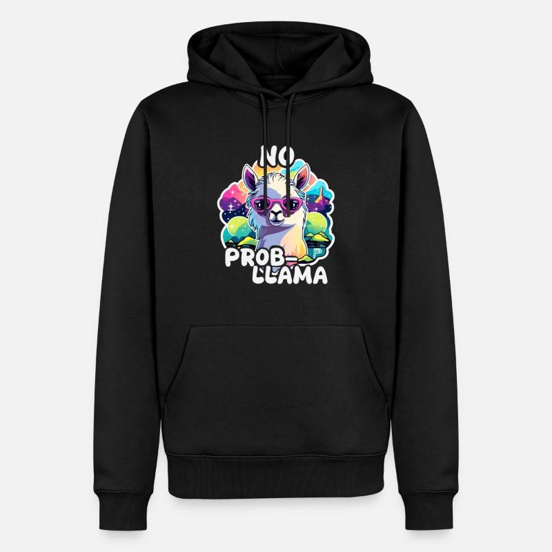 No Prob Llama - Lama Alpaka - Männer Premium Bio Hoodie - Schwarz