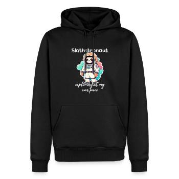 Slothstronaut Exploring At My Own Pace - Faultier - Männer Premium Bio Hoodie - Schwarz - Vorne - Nico (187cm)