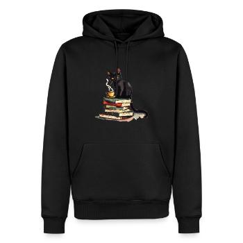Cats Books Tea Reading - Cute Funny Graphic - Männer Premium Bio Hoodie - Schwarz - Vorne - Nico (187cm)