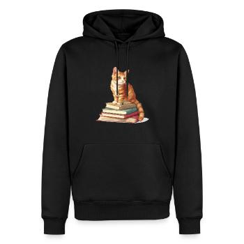 Cats and Books Reading Bookworm Funny & Cute - Männer Premium Bio Hoodie - Schwarz - Vorne - Nico (187cm)