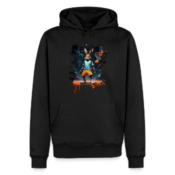 Hase Kaninchen Basketball Basketballer - Männer Premium Bio Hoodie - Schwarz - Vorne - Nico (187cm)