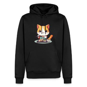 Chats et Sushi Japonais Nourriture Chaton Kawaii Anime - Sweat à capuche Premium bio Homme - noir - Devant - Nico (187cm)