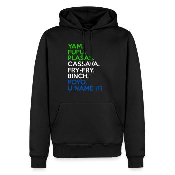 Drapeau de la Sierra Leone Nourriture d’Afrique de l’Ouest Yam Fufu - Sweat à capuche Premium bio Homme - noir - Devant - Nico (187cm)