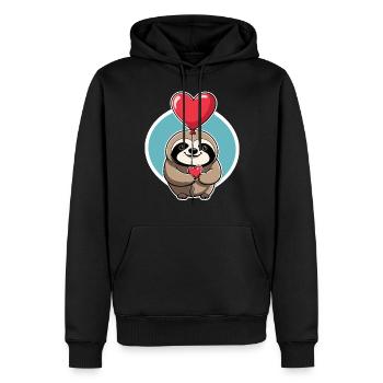 Faultier Herz Illustration Valentinstag - Männer Premium Bio Hoodie - Schwarz - Vorne - Nico (187cm)