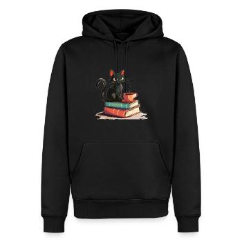 Cats Books Tea Reading - Cute Funny Graphic - Männer Premium Bio Hoodie - Schwarz - Vorne - Nico (187cm)
