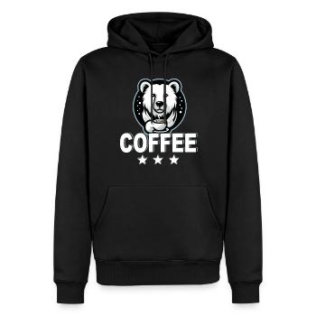 Eisbär vom Nordpol liebt Kaffee im Café Barista - Männer Premium Bio Hoodie - Schwarz - Vorne - Nico (187cm)