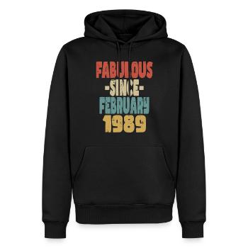 Fabuleux Février 1989 - Sweat à capuche Premium bio Homme - noir - Devant - Nico (187cm)