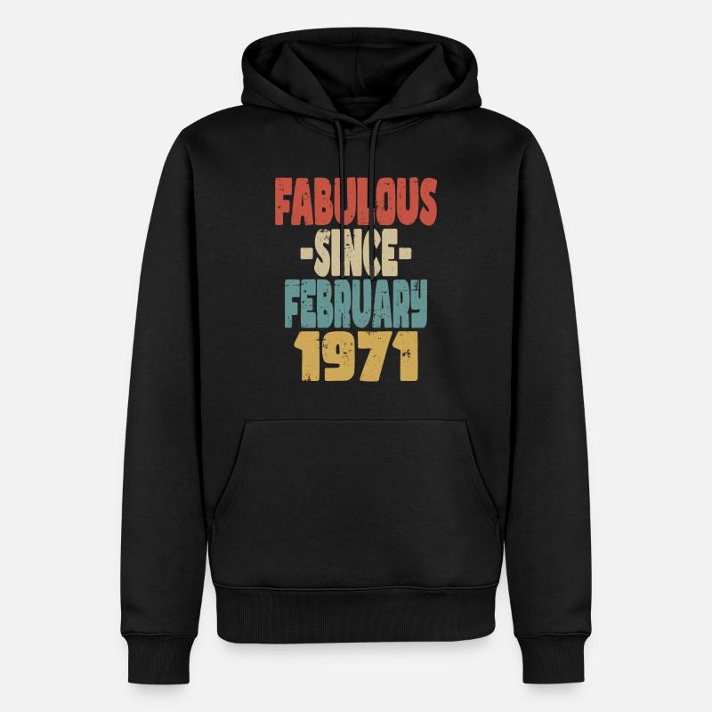 Fabuleux février 1971 - Sweat à capuche Premium bio Homme - noir