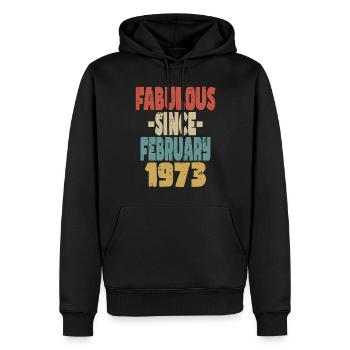 Fabuleux Février 1973 - Sweat à capuche Premium bio Homme - noir - Devant - Nico (187cm)