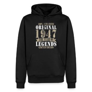 Original 1947 77e anniversaire rétro cadeau - Sweat à capuche Premium bio Homme - noir - Devant - Nico (187cm)