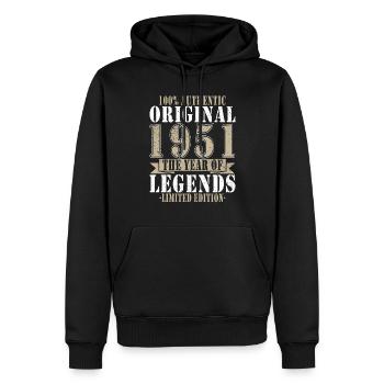 Legenden werden 1951 geboren - Männer Premium Bio Hoodie - Schwarz - Vorne - Nico (187cm)