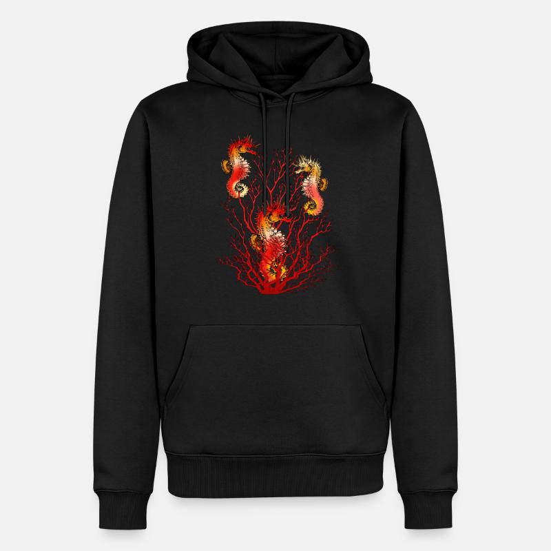 Hippocampe - Sweat à capuche Premium bio Homme - noir