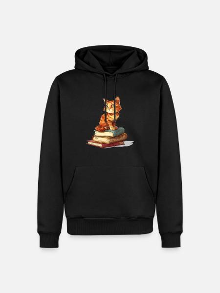 Katte og bøger Læsning Bookworm Funny & Cute - Herre Premium økologisk hoodie - sort