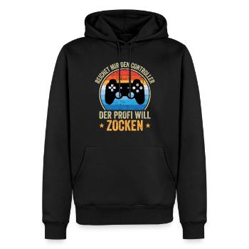 Reichet Mir Den Controller Der Profi Will Zocken - Männer Premium Bio Hoodie - Schwarz - Vorne - Nico (187cm)