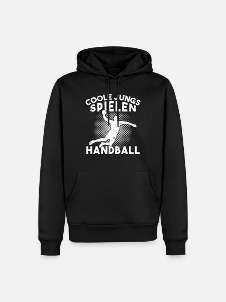 Cool guys playing handball handball - Men’s Premium Organic Hoodie - black