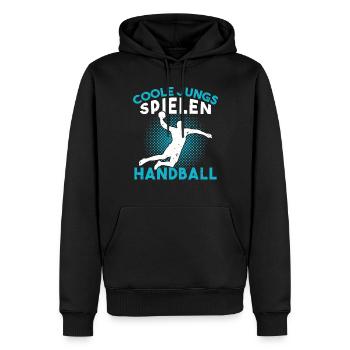 Coole jungs spielen handball handballer - Männer Premium Bio Hoodie - Schwarz - Vorne - Nico (187cm)