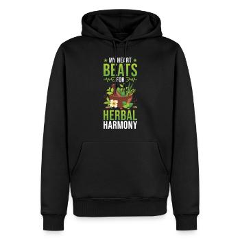 Herbes herboristes - Sweat à capuche Premium bio Homme - noir - Devant - Nico (187cm)