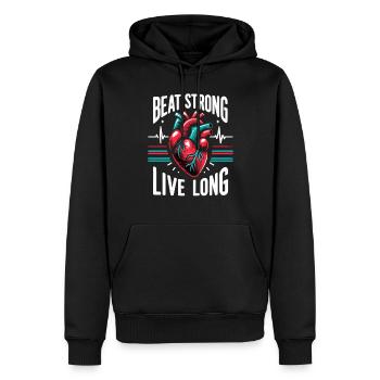 Healthy Heartbeat February Heart Awareness - Men’s Premium Organic Hoodie - black - Front - Nico (187cm)