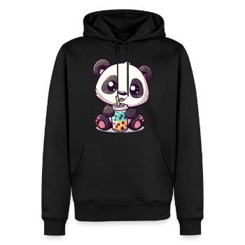 Kawaii Panda Buvant du thé à bulles Boba Graphique mignon - Sweat à capuche Premium bio Homme - noir - Devant - Nico (187cm)