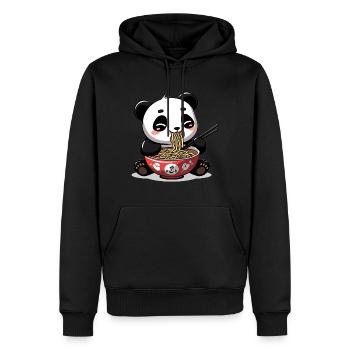Kawaii Panda mangeant Ramen Soupe de nouilles Anime Mignon - Sweat à capuche Premium bio Homme - noir - Devant - Nico (187cm)