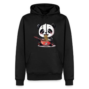 Kawaii Panda mangeant Ramen Soupe de nouilles mignon graphique - Sweat à capuche Premium bio Homme - noir - Devant - Nico (187cm)