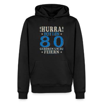80 Geburtstag 80 Jahre 80 Lebensjahr 80 Bday - Männer Premium Bio Hoodie - Schwarz - Vorne - Nico (187cm)