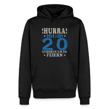 20 Jahre alt 20 Jährige 20 Jähriger Zwansich 20. - Männer Premium Bio Hoodie - Schwarz - Vorne - Nico (187cm)