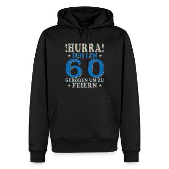 60. Geburtstag 60 Jahre Geburtstag Geschenkidee - Männer Premium Bio Hoodie - Schwarz - Vorne - Nico (187cm)
