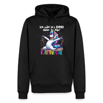 Licorne Carnaval Confettis Alaaf Helau Party Drôle - Sweat à capuche Premium bio Homme - noir - Devant - Nico (187cm)