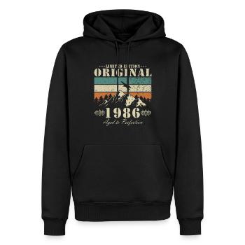 Born in 1986 Born in 1986 Birthday - Men’s Premium Organic Hoodie - black - Front - Nico (187cm)