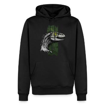 Gefiedertes Raubtier: Velociraptors Herrschaft - Männer Premium Bio Hoodie - Schwarz - Vorne - Nico (187cm)