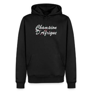 Marocco campione d'Africa - Felpa con cappuccio ecologica premium da uomo - nero - Fronte - Nico (187cm)