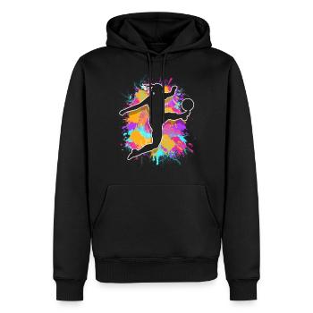 Football féminin Football féminin Football féminin - Sweat à capuche Premium bio Homme - noir - Devant - Nico (187cm)