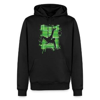 Coup de pied aérien de football - Sweat à capuche Premium bio Homme - noir - Devant - Nico (187cm)