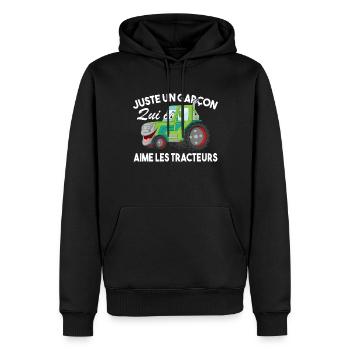 Juste Un Garçon Qui Aime Les Tracteurs Agriculteur - Sweat à capuche Premium bio Homme - noir - Devant - Nico (187cm)