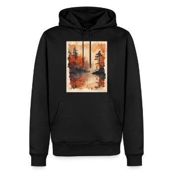 Classic Scenery Papyrus Scroll Onsen Japanese - Men’s Premium Organic Hoodie - black - Front - Nico (187cm)