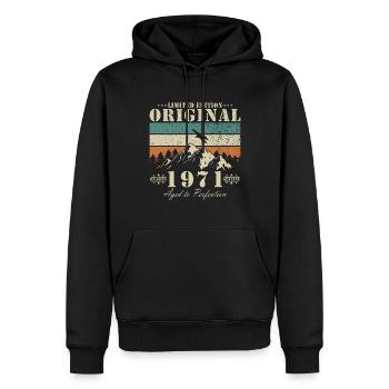 53. Geburtstag Geschenk Jahrgang 1971 53 Jahre - Männer Premium Bio Hoodie - Schwarz - Vorne - Nico (187cm)