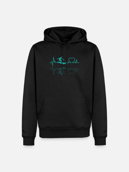 Wasserski Herzschlag - Männer Premium Bio Hoodie - Schwarz