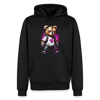 Robot ours en peluche cyberpunk - Sweat à capuche Premium bio Homme - noir - Devant - Nico (187cm)
