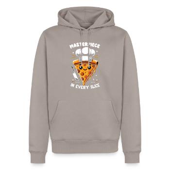 Lustiger Pizzaliebhaber Pizza-enthusiast - Männer Premium Bio Hoodie - Taupe - Vorne - Nico (187cm)