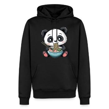Kawaii Panda mangeant Ramen Soupe de nouilles Anime Mignon - Sweat à capuche Premium bio Homme - noir - Devant - Nico (187cm)