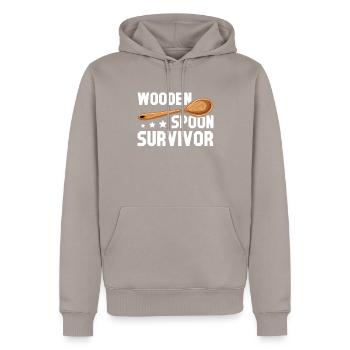 Survivant de la cuillère en bois - Sweat à capuche Premium bio Homme - taupe - Devant - Nico (187cm)