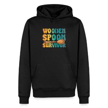 Cuillère en bois survivant Vintage parentalité cadeau - Sweat à capuche Premium bio Homme - noir - Devant - Nico (187cm)